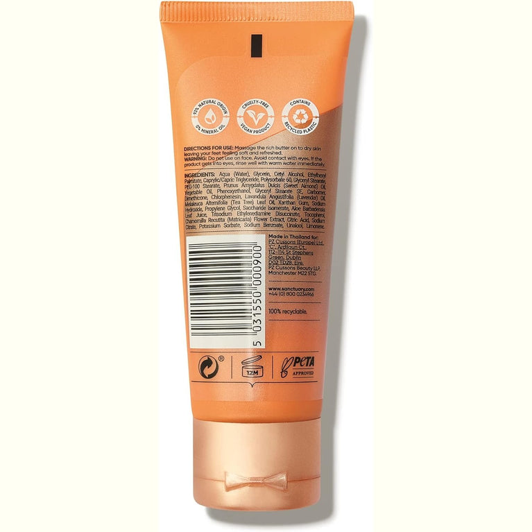 Sanctuary Spa Vegan Foot Cream, Nourishing Foot Butter for Dry Skin, Free from Mineral Oil, 75 ml