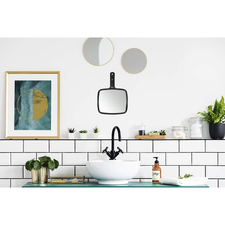 Professional Handheld Mirror - Compact Travel Essential with Non-Slip Handle for Makeup, Shaving & Hairdressing