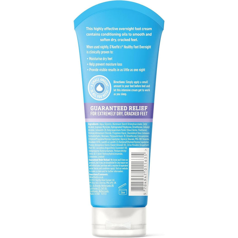 O’Keeffe’s Overnight Revitalizing Foot Cream, 80ml – Advanced Solution for Severe Dry, Cracked Feet