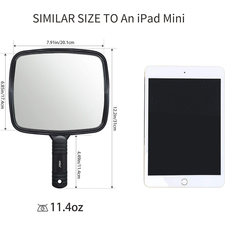 Professional Handheld Mirror - Compact Travel Essential with Non-Slip Handle for Makeup, Shaving & Hairdressing