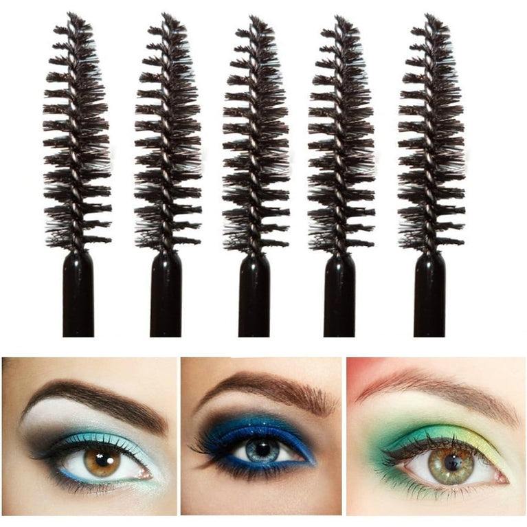 100PCS Glitter Pink Disposable Eyelash Mascara and Lip Brushes Set - 50PCS Eyelash Spoolies and 50PCS Lip Wands for Eyelash Extensions