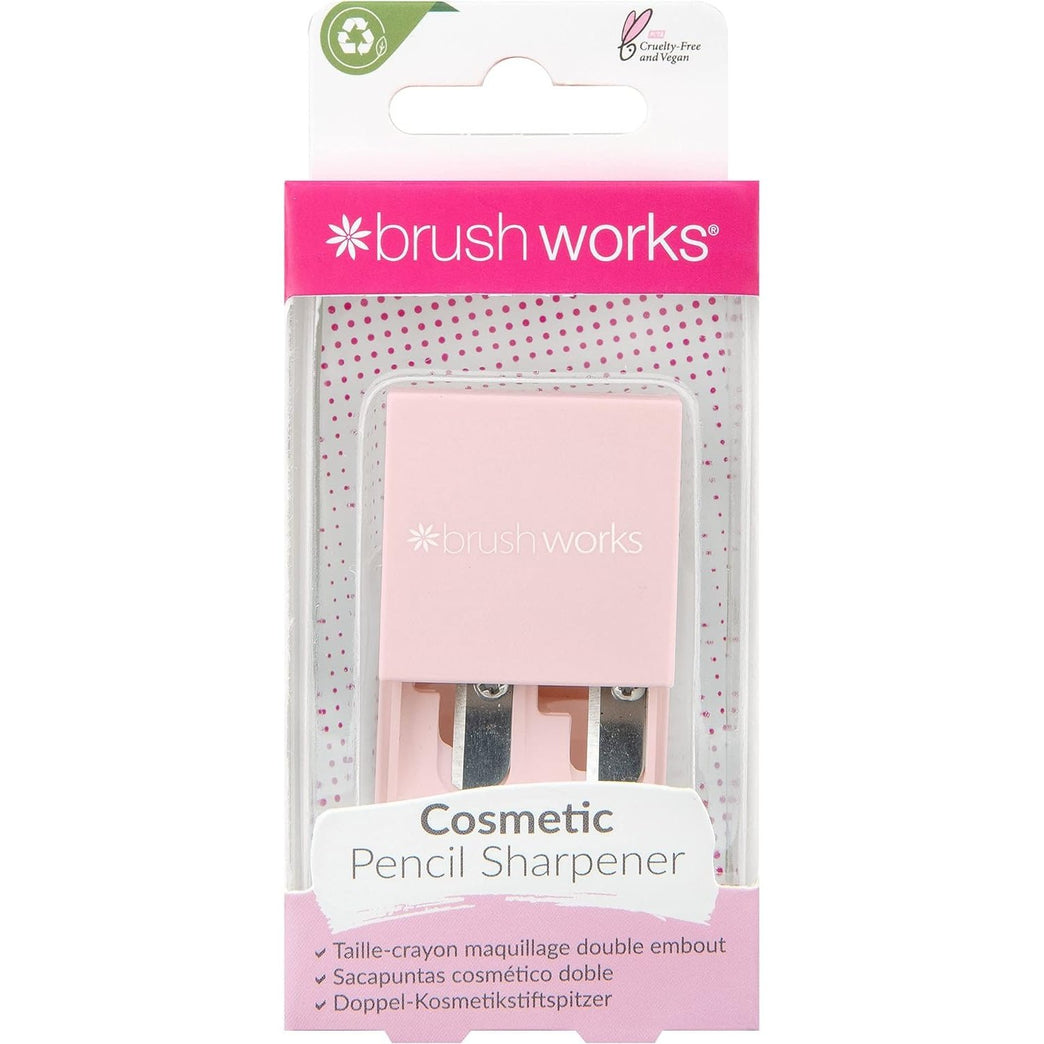 Brushworks Dual-Sized Beauty Pencil Sharpener for Precision Application - Travel Friendly