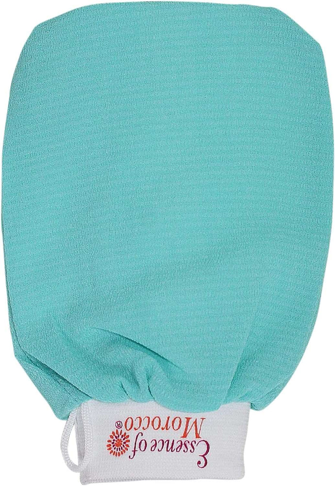 Moroccan Exfoliating Kessa Glove Blue Hammam Scrub Mitt Made in Morocco Premium Quality Helps Cleanse Skin, Remove Fake Tan and Ingrown Hair (Pack of 1)