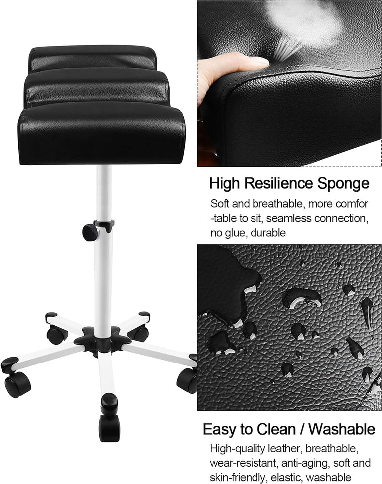 Adjustable Pedicure Manicure Footrest Stool with Wheels - Nail Salon Equipment
