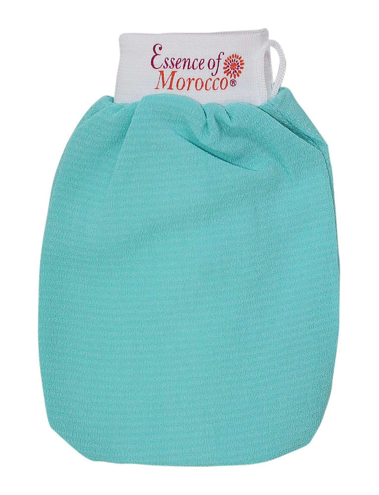 Moroccan Exfoliating Kessa Glove Blue Hammam Scrub Mitt Made in Morocco Premium Quality Helps Cleanse Skin, Remove Fake Tan and Ingrown Hair (Pack of 1)