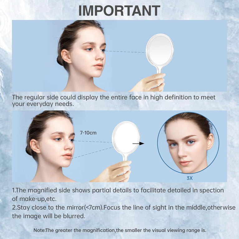 Professional Handheld Mirror - Compact Travel Essential with Non-Slip Handle for Makeup, Shaving & Hairdressing