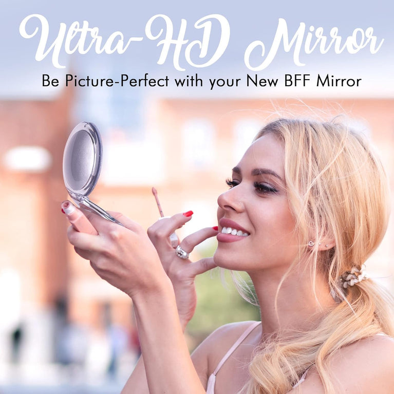 Compact 15X Magnifying Mirror for Travel - Lightweight Handheld Mirror