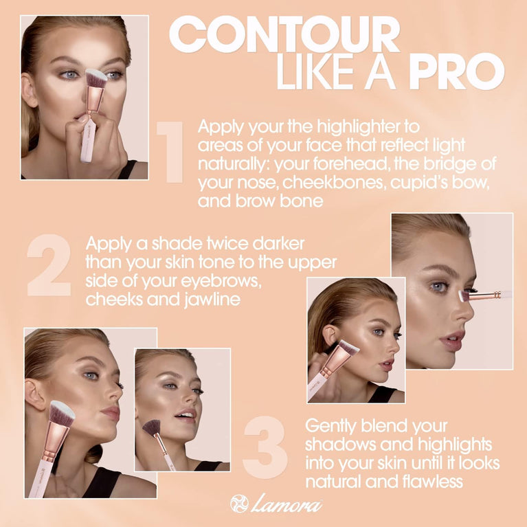 4-Shade Matte Contour Kit with Mirror - Long Lasting, Blendable Makeup Palette for Highlighting and Contouring - Vegan, Hypoallergenic, and Cruelty Free