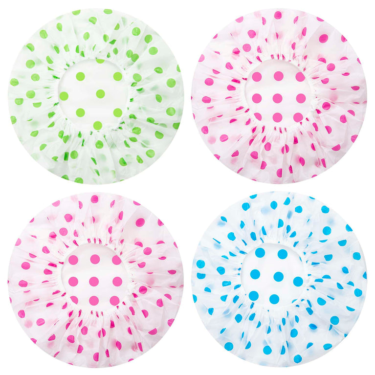 4 Pack Shower Caps for Women/Men, Light Weight Plastic Shower Caps for Women UK 30cm Width with Good Quality Elastic, Perfect for Use at Home, and Spa by MAUZIMRA