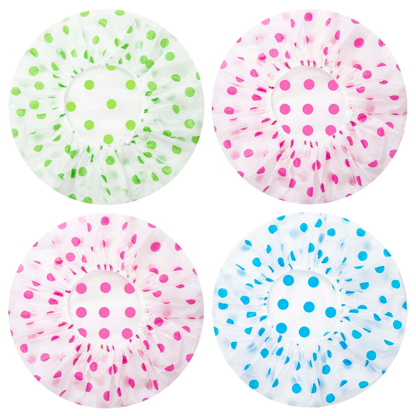 4 Pack Shower Caps for Women/Men, Light Weight Plastic Shower Caps for Women UK 30cm Width with Good Quality Elastic, Perfect for Use at Home, and Spa by MAUZIMRA