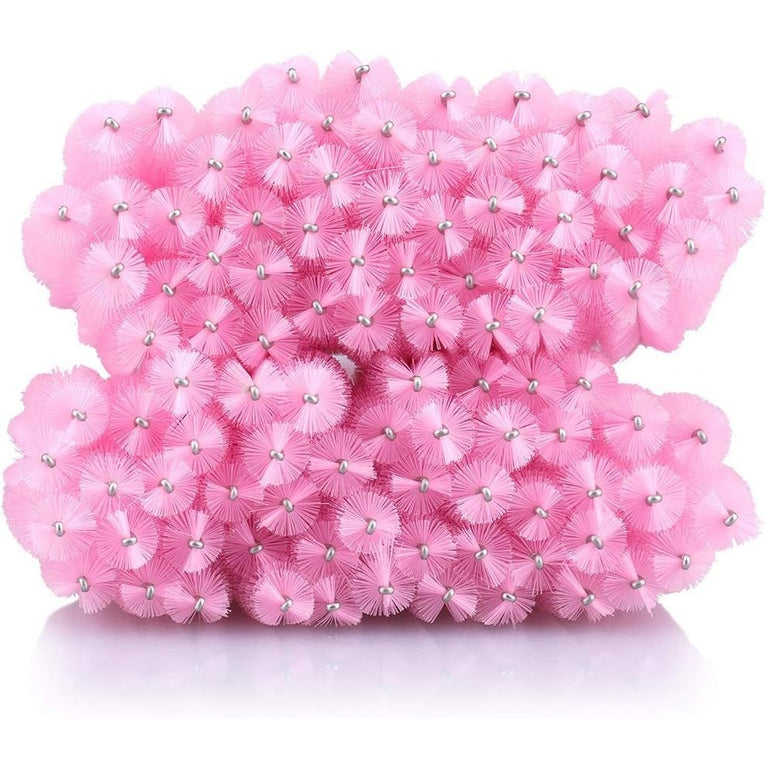 100PCS Glitter Pink Disposable Eyelash Mascara and Lip Brushes Set - 50PCS Eyelash Spoolies and 50PCS Lip Wands for Eyelash Extensions