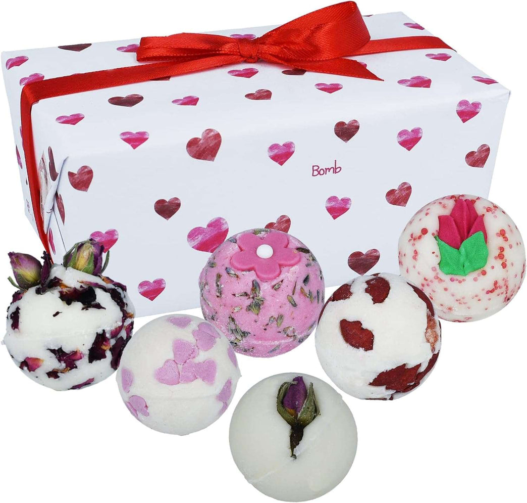 Bomb Cosmetics Little Box of Love Ballotin Bath Melt Wrapped Gift Pack, Contains, 6 x 30g