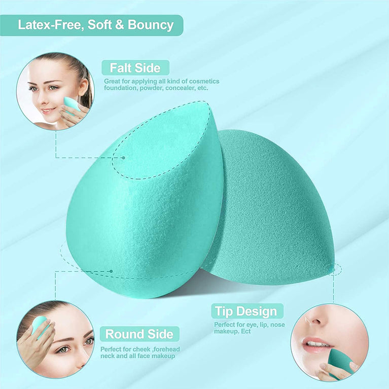 Set of 4 Latex-Free Sponges in Various Shapes with Portable Case for Seamless Foundation Application and Blending