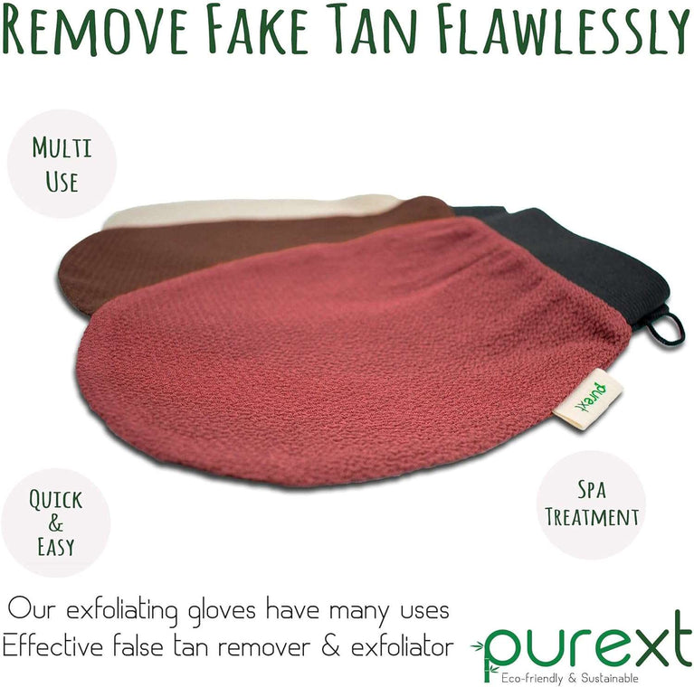 PureXT 3 Exfoliating Gloves - Kessa Hammam Body Scrubber - Fake Tan Remover Exfoliator Mitts (Mixed)