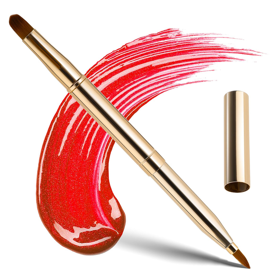 Gold Dual-End Retractable Lip Brush with Concealer Functionality - Compact Lipstick