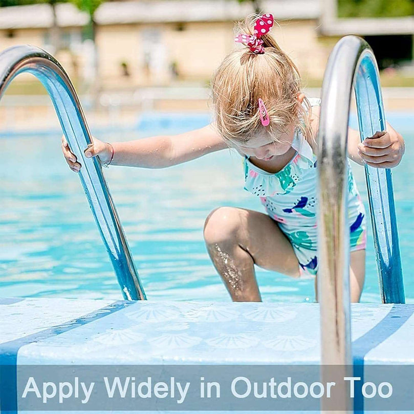 Pinenuts Non Slip Bathtub Stickers, 20 Pcs Transparent Safety Shell Shape Safety Treads Adhesive Sticker with Premium Scraper, Non-Abrasive Textured Bath Stickers for Bathroom Shower Floor Stairs