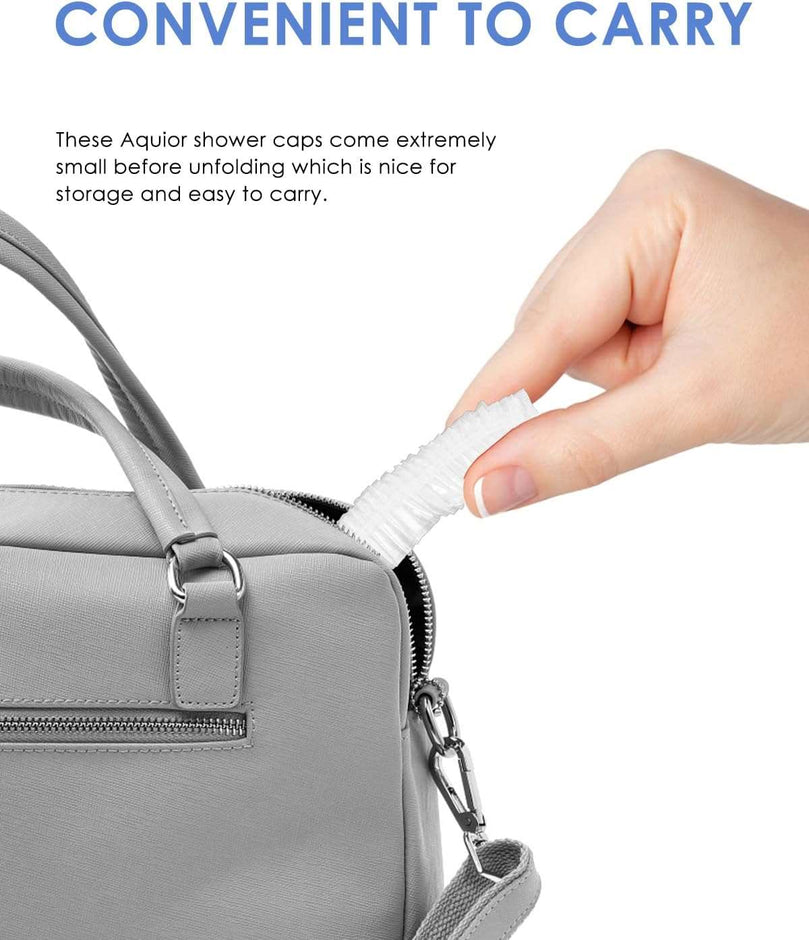 Aquior Shower Cap Disposable, 50 PCS Bath Caps Large Thick Clear Waterproof Plastic Elastic Hair Bath Caps for Women Kids Girls, Travel Spa, Hotel and Hair Solon, Home Use