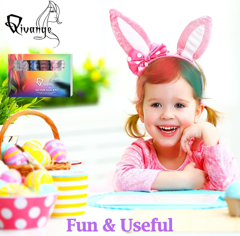 Qivange Hair Chalk Comb Set: Vibrant Temporary Hair Color for Kids and Cosplay