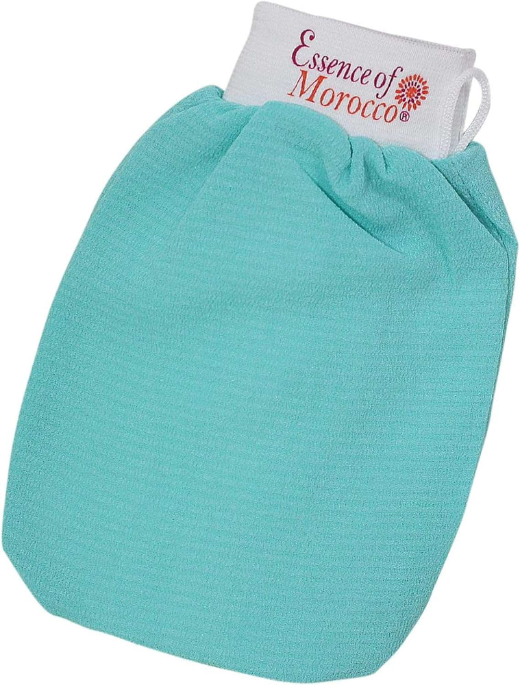 Moroccan Exfoliating Kessa Glove Blue Hammam Scrub Mitt Made in Morocco Premium Quality Helps Cleanse Skin, Remove Fake Tan and Ingrown Hair (Pack of 1)