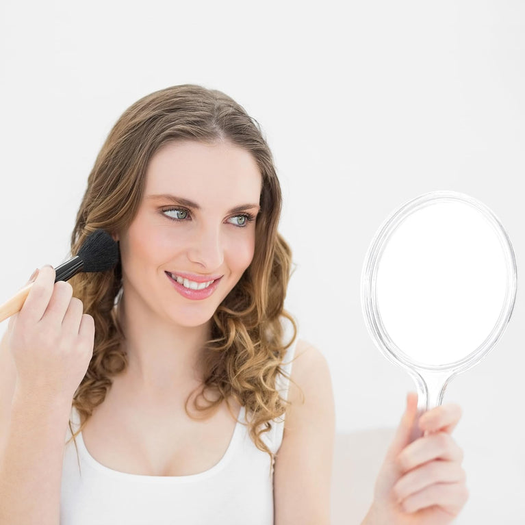 Professional Handheld Mirror - Compact Travel Essential with Non-Slip Handle for Makeup, Shaving & Hairdressing
