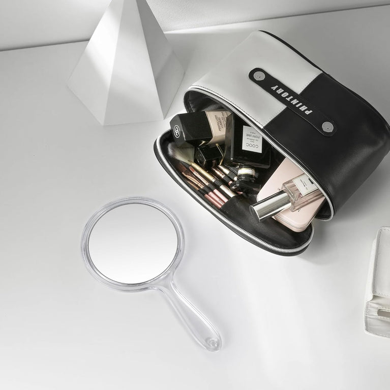 Professional Handheld Mirror - Compact Travel Essential with Non-Slip Handle for Makeup, Shaving & Hairdressing