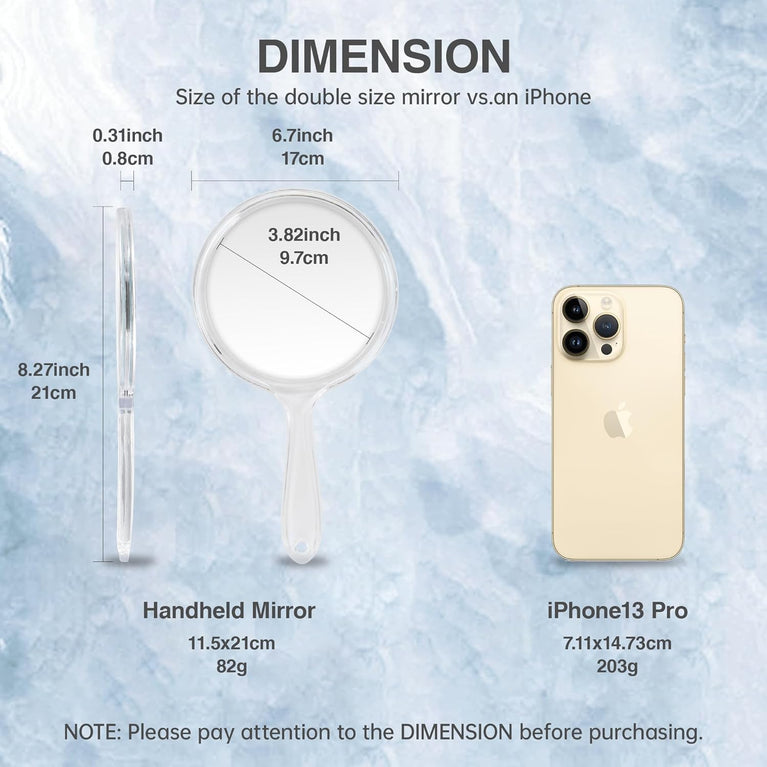 Professional Handheld Mirror - Compact Travel Essential with Non-Slip Handle for Makeup, Shaving & Hairdressing