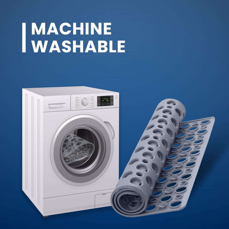 Bath Shower Mats Non Slip – Extra Large Durable Square Anti Mould Rubber Inside Bathtub Matt with Modern Design & Comfortable Suction Cups | Machine Washable | Size (53CM*53CM) (GREY)