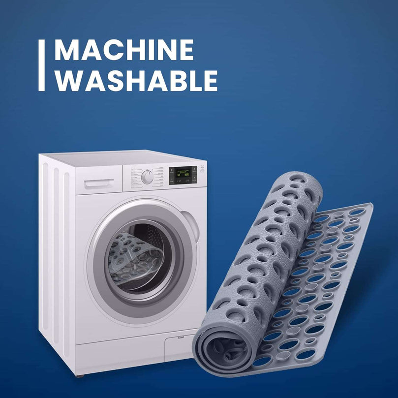 Bath Shower Mats Non Slip – Extra Large Durable Square Anti Mould Rubber Inside Bathtub Matt with Modern Design & Comfortable Suction Cups | Machine Washable | Size (53CM*53CM) (GREY)