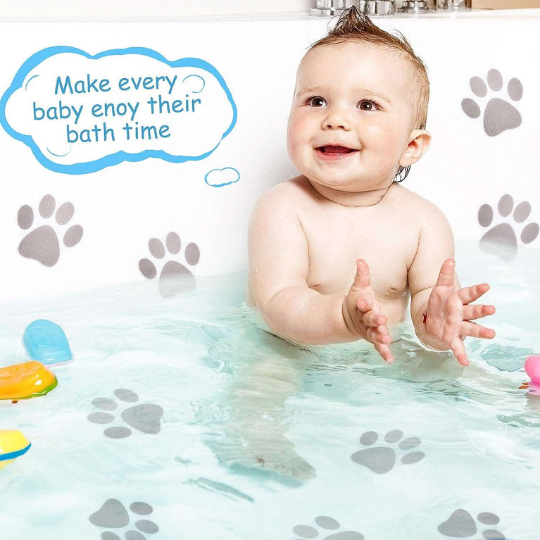 Mudder 20 Pcs Non Slip Bathtub Stickers Non Slip Shower Sticker Adhesive Paw Decals Treads Non Slip Traction to Tubs Bathtub Stickers Anti Slip Applique for Bathtub Pools, Boats, Stairs