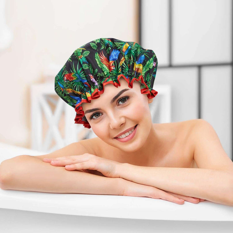 Bodylife Shower Cap Reusable Bath Cap Dual layered Waterproof Fantastic Feathers 27cm