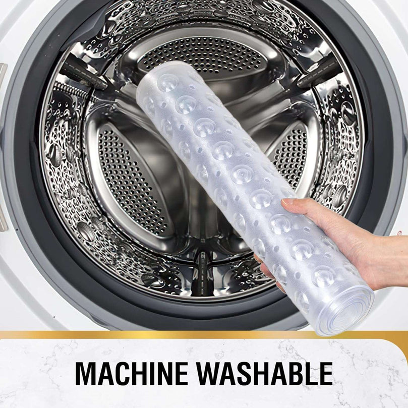 HITSLAM Non Slip Bath Mat for Tub, 100 x 40cm Extra Long Shower Mat Anti Mould, Machine Washable Bathroom Bathtub Mat with Suction Cups and Drain Holes, Soft on Feet, Clear