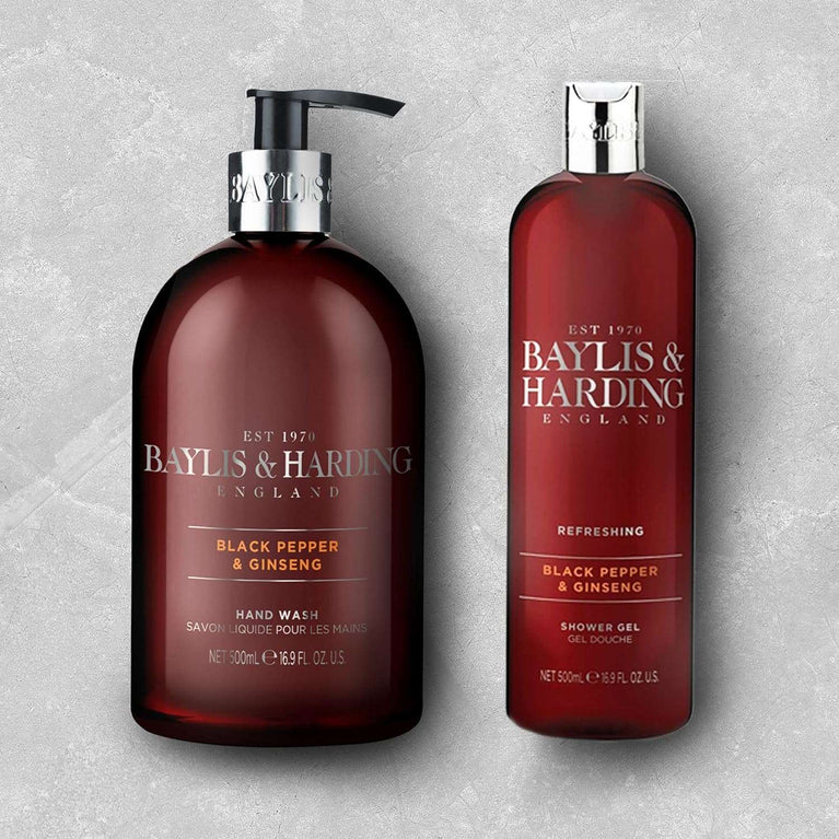 Baylis & Harding Black Pepper & Ginseng Moisturising Shower Gel for Men, 500 ml (Pack of 3) - Vegan Friendly