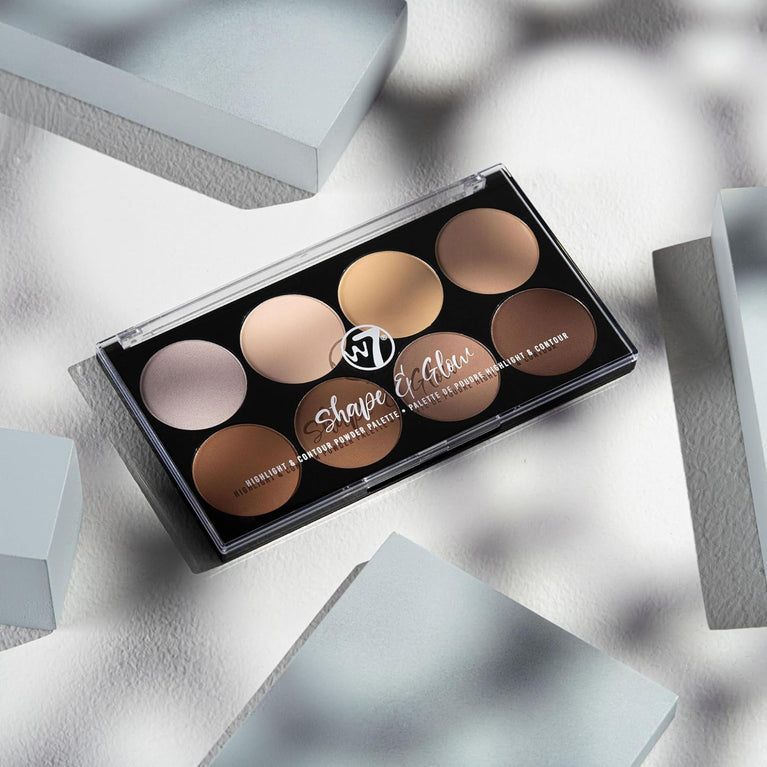 W7 Pro Contour & Highlight Palette - 8 Shade Blendable Powder Makeup Kit for All Skin Types