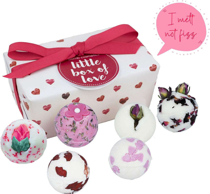 Bomb Cosmetics Little Box of Love Ballotin Bath Melt Wrapped Gift Pack, Contains, 6 x 30g