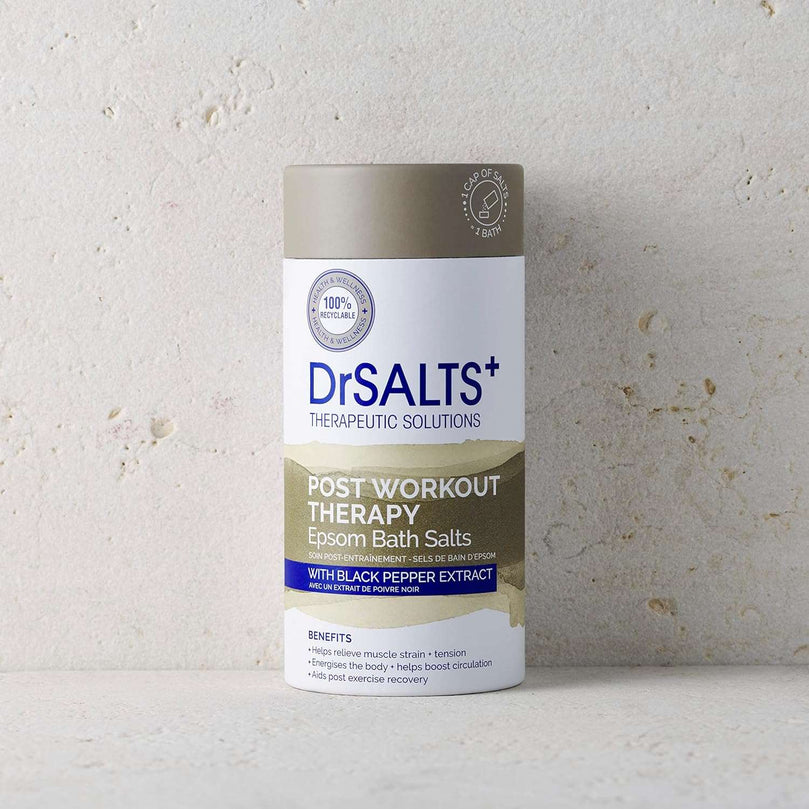 Dr Salts+ 100% Epsom Bath Salts | Post Workout Therapy With Black Pepper & Essential Oils | Stimulate Blood Flow & Ease Muscle Tension | Relax + Recover From Intense Exercise 750g