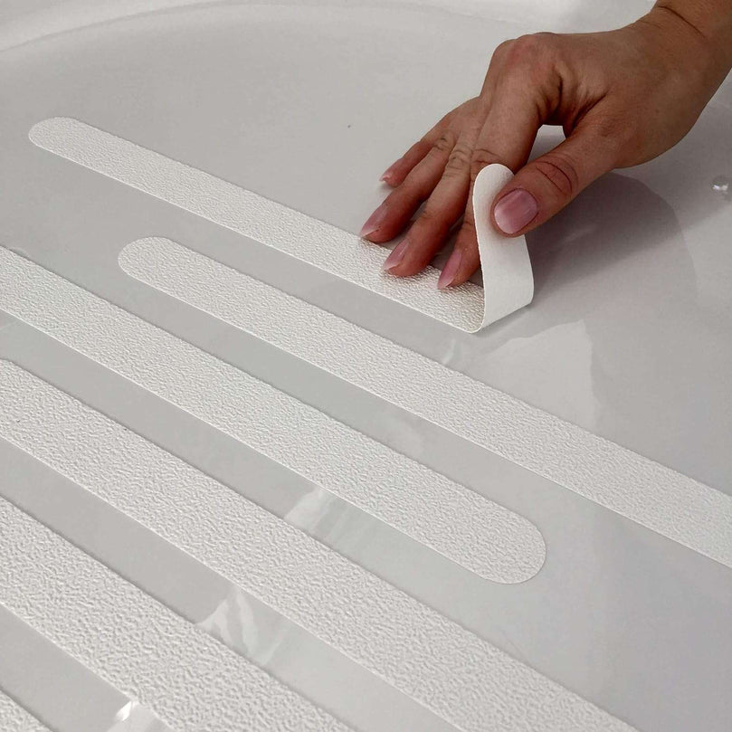 Non Slip Bath Mat Shower Stickers adhesive non rubber (8 White Strips)
