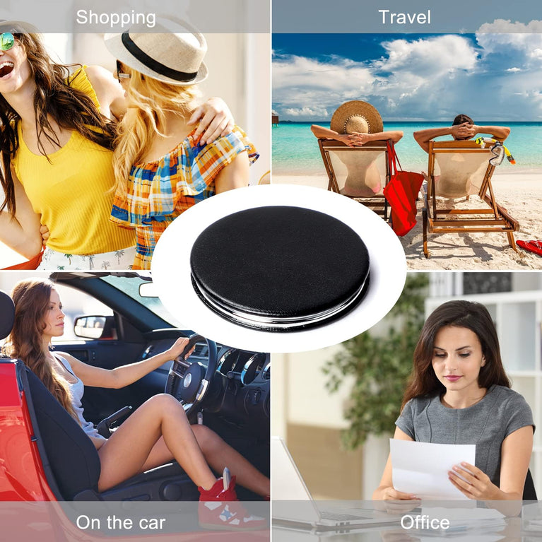 Travel Ready Double-Sided Compact Makeup Mirrors - Set of 2 Black Mirrors