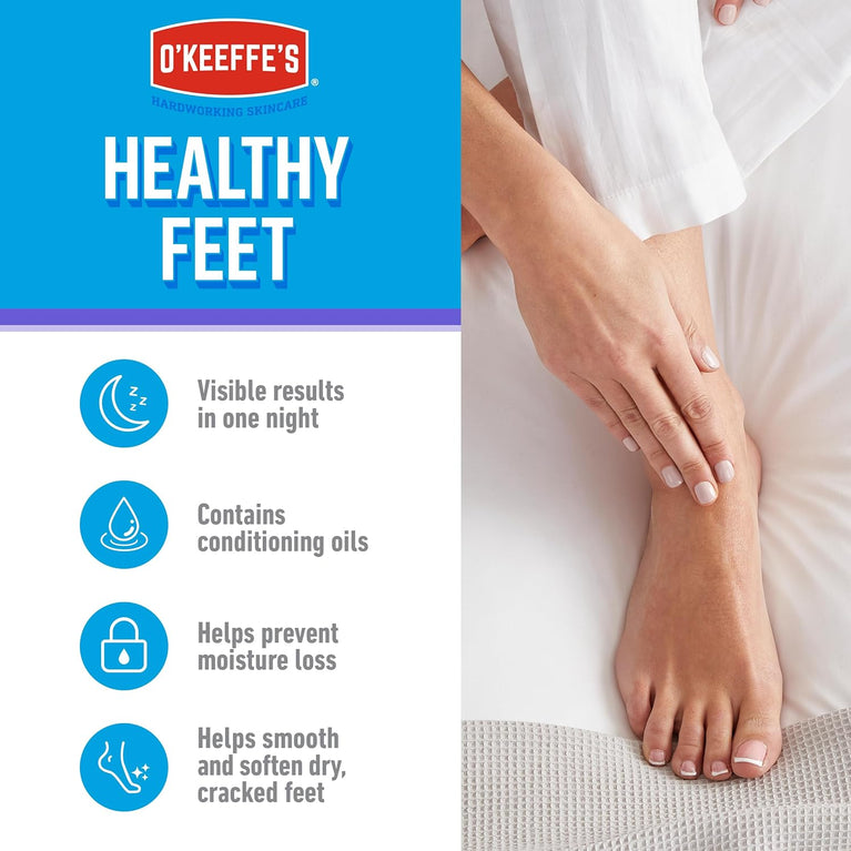 O’Keeffe’s Overnight Revitalizing Foot Cream, 80ml – Advanced Solution for Severe Dry, Cracked Feet