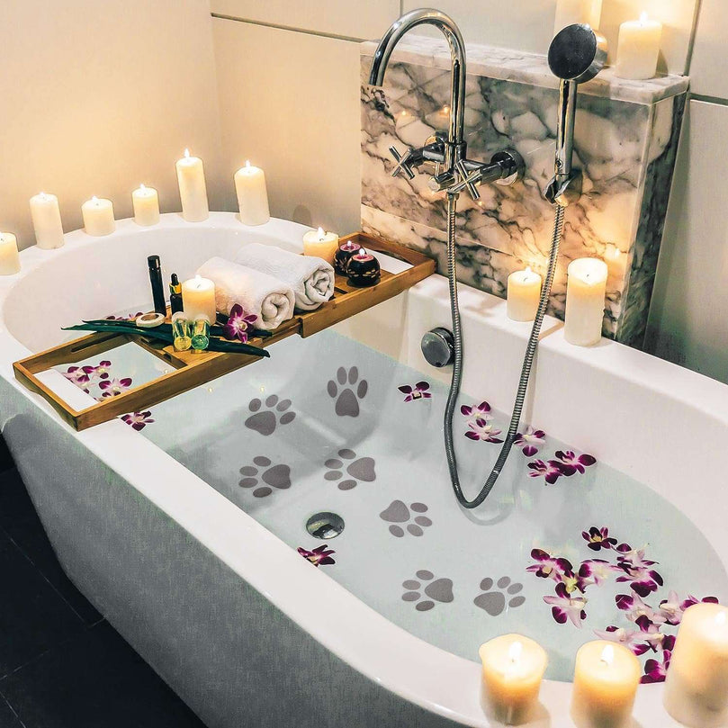 Mudder 20 Pcs Non Slip Bathtub Stickers Non Slip Shower Sticker Adhesive Paw Decals Treads Non Slip Traction to Tubs Bathtub Stickers Anti Slip Applique for Bathtub Pools, Boats, Stairs