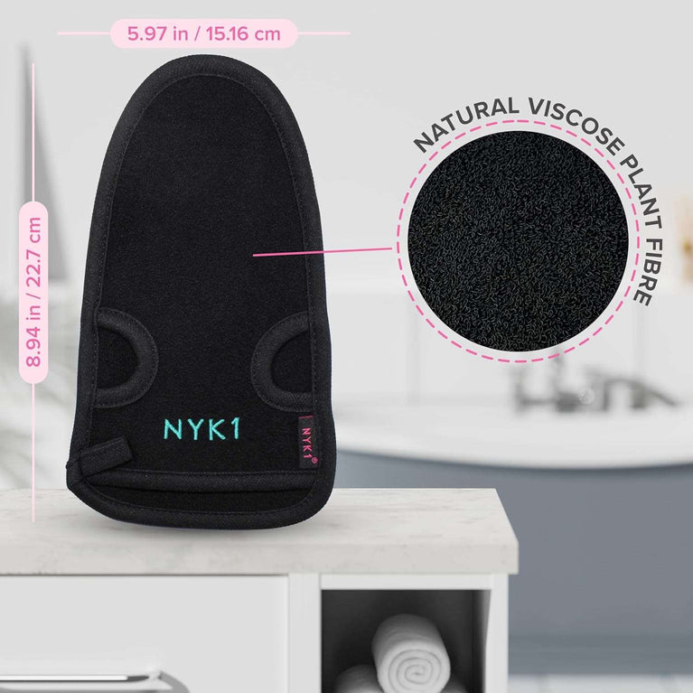 DEAD SKIN Exfoliating Mitt Deep Pore Cleansing Exfoliating Glove (Black, Large) At Home Microdermabrasion Dead Skin Remover For Body - Natural Plant Fibre Shower Gloves For Women And Men