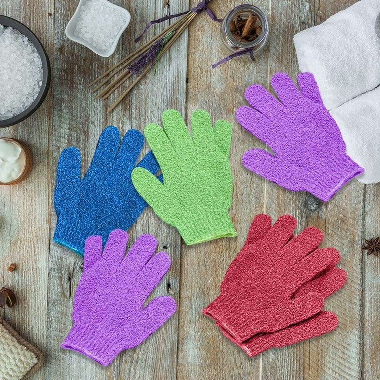Duufin 14 Pairs Exfoliating Gloves Body Scrubber Gloves Bath Gloves for Women Men Shower Spa Massage and Body Scrubs Dead Skin Cell Remover, 14 Colours