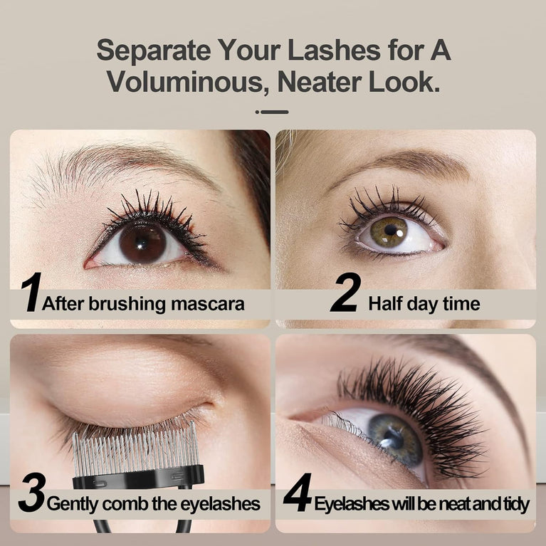 3-Piece Professional Eye Makeup Brush Set with Eyebrow Comb, Lash Spoolie, and Eyelash Separator