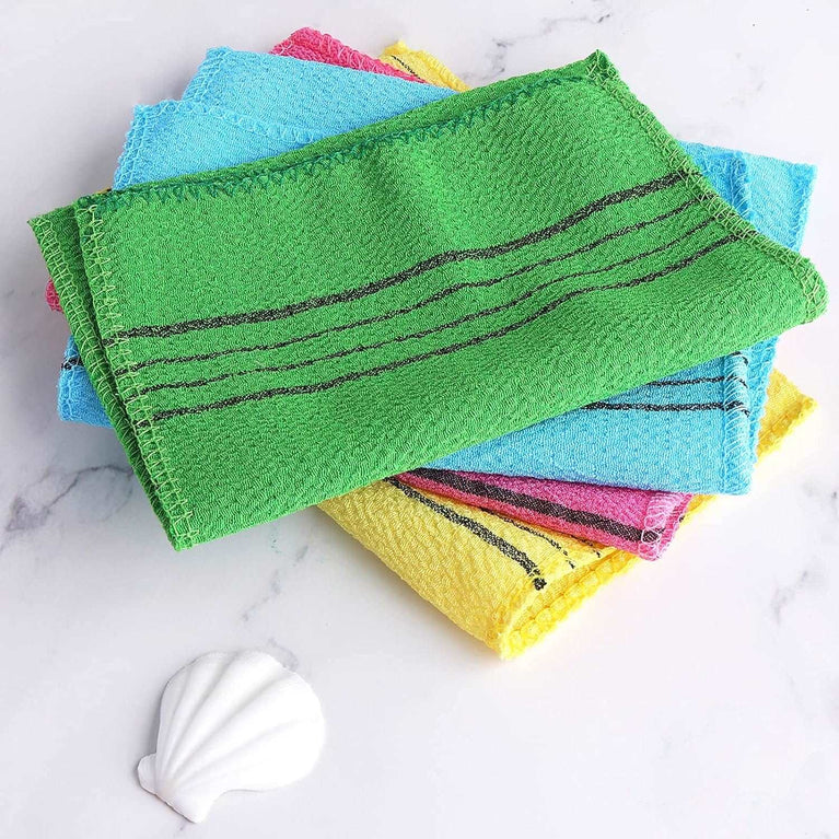 Molain 5Pcs Asian Exfoliating Washcloth Italy Towel Korean Exfoliating Mitt Dual-Sided Exfoliating Glove For Removing Dead Skin Callus Scrubbing Shower Spa Scrub Mitt Bath Accessories