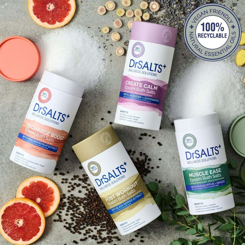 DrSALTS+ Muscle Ease Epsom Salts - Soothing Epsom Bath Salts to Relieve Strains, Pain & Stiffness with Eucalyptus & Ginger Essential Oils - Vegan & Cruelty-Free, 2kg