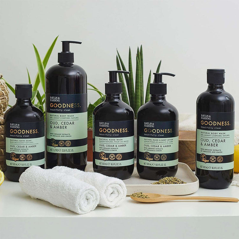 Baylis & Harding Goodness Oud, Cedar & Amber Natural Hand Wash, 500 ml (Pack of 3) - Vegan Friendly