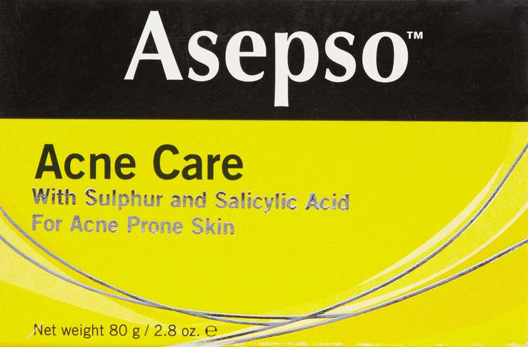 Asepso SULPHUR Plus Salicyclic Acid for Acne Prone Skin (Bar Soap), 2.8 Oz