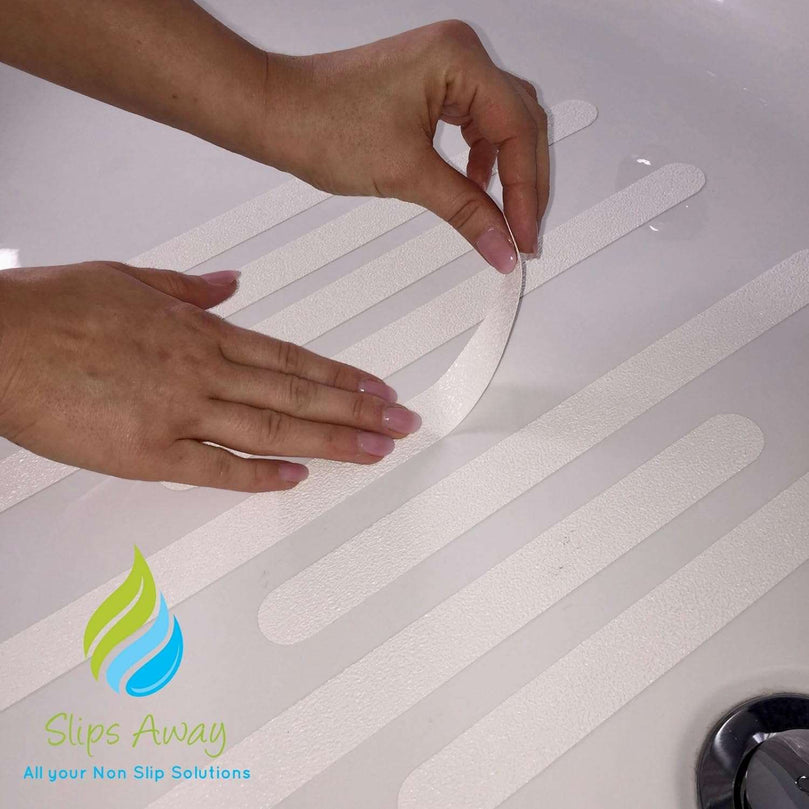 Non Slip Bath Mat Shower Stickers adhesive non rubber (8 White Strips)