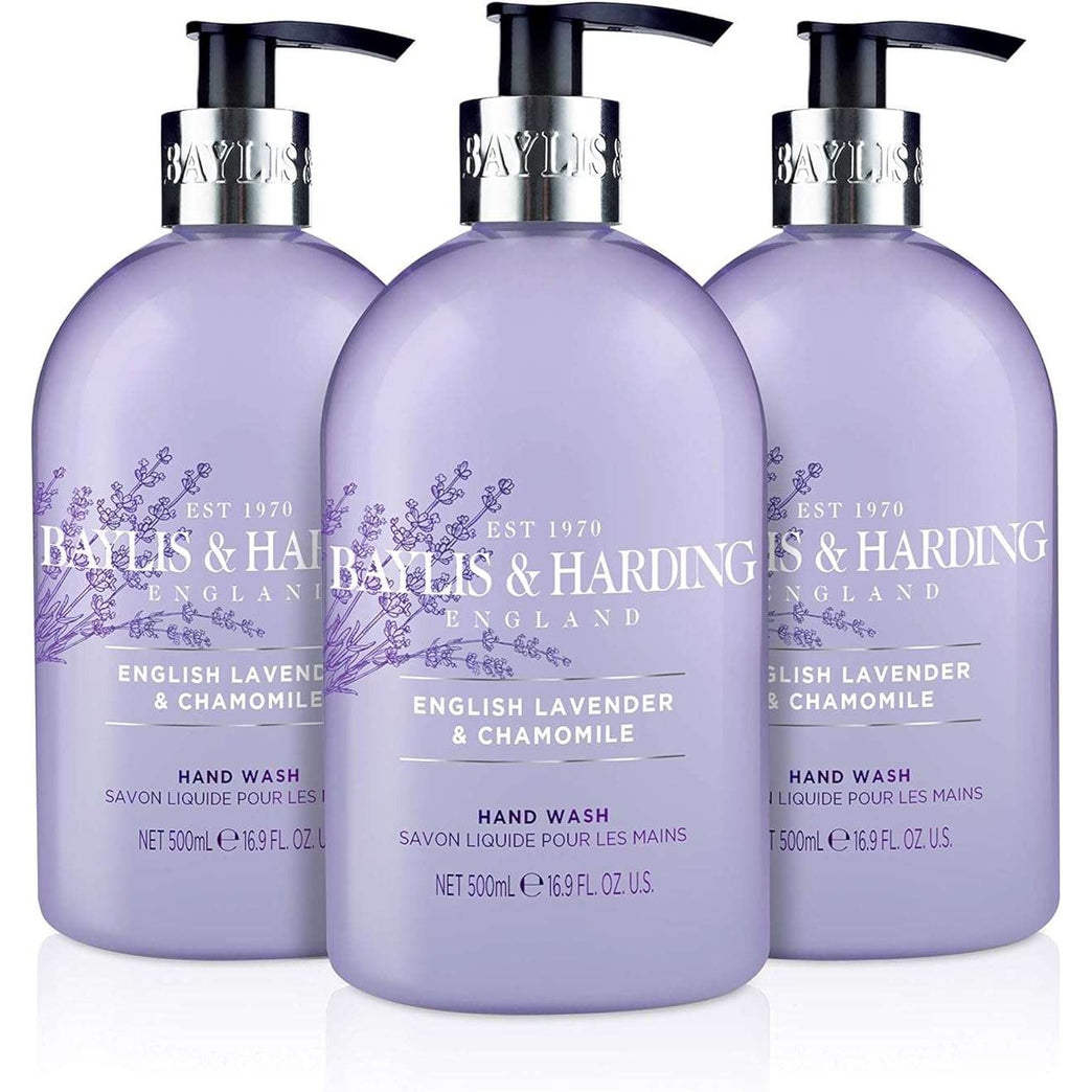 Baylis & Harding English Lavender and Chamomile Hand Wash, 500 ml (Pack of 3) - Vegan Friendly