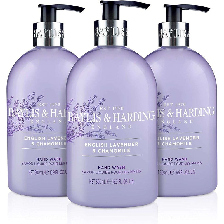 Baylis & Harding English Lavender and Chamomile Hand Wash, 500 ml (Pack of 3) - Vegan Friendly