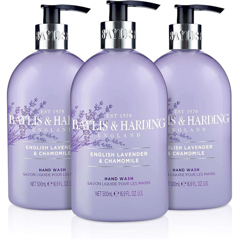 Baylis & Harding English Lavender and Chamomile Hand Wash, 500 ml (Pack of 3) - Vegan Friendly